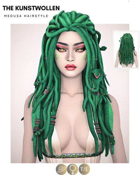 Medusa hairstyle | Patreon Sims 4 Freeform Locs, Locs Cc Ts4, Medusa Hair Sims 4 Cc, Medusa Hair Sims 4, The Kunstwollen Sims 4, Medusa Sims 4 Cc, Sims 4 Sea Monster Cc, Sims 4 Cc Female Hairstyles, Sims 4 Custom Content Hair Female Hairstyles