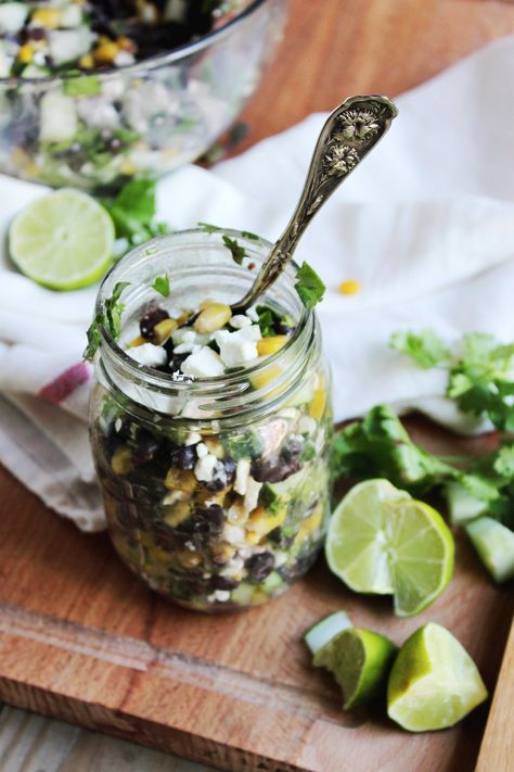 Recipe: Chilled Black Bean, Feta & Cucumber Salad Feta Cucumber Salad, Feta Cucumber, Cucumber Recipes Salad, Make Ahead Lunches, Eat Salad, Feta Salad, Bean Salad, Dinner Salads, Healthy Lunch Recipes