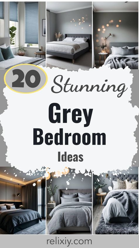 20 Stunning Grey Bedroom Ideas To Inspire You Bedroom Decor With Grey Carpet, Grey White Black Bedroom Ideas, Grey Wall Bedroom Ideas Decor, Grey Striped Bedding Ideas, Anthracite Grey Colour Palette, Dark Gray Bedding With Pop Of Color, Light Grey Guest Bedroom, Gray Headboard Bedroom Decor Interior Design, Nightstand For Grey Upholstered Bed