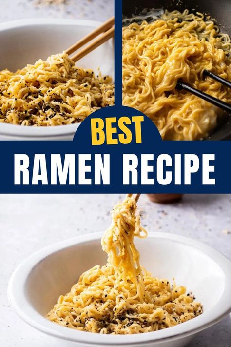 This is easily one of the best ramen recipes ever created. It's the Kylie Jenner ramen recipe with an addition that is super tasty!! Top Ramen Recipes Hacks, Collage Meals, Kylie Jenner Ramen Noodles, Creamy Ramen Noodle Recipes, Kylie Jenner Ramen Recipe, Kylie Jenner Ramen, Maruchan Ramen Recipes, Ramen Tiktok, Ramen Noodle Hacks