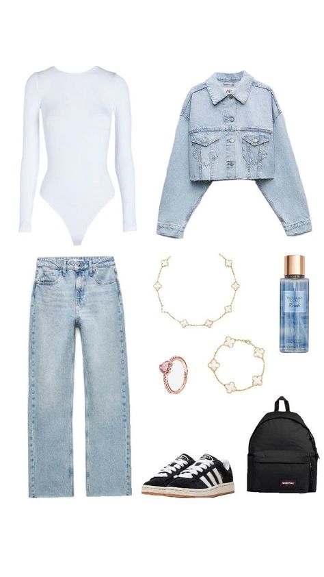 outfit veste en jean Zara Drip Outfit, Outfit Zara Drip, Collage Outfits, Zara Drip, Stile Hijab, Outfit Zara, Mode Zara, Winter Fit, Outfit Inspo Casual