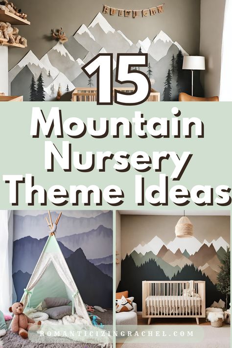 mountain nursery theme Gender Neutral Mountain Themed Nursery, Mountain Range Nursery, Rocky Mountain Nursery Theme, Explorer Themed Nursery, Mountain Bear Nursery, Mountain Themed Playroom, Baby Boy Nursery Adventure Theme, Gender Neutral Mountain Nursery, Mountain Forest Nursery