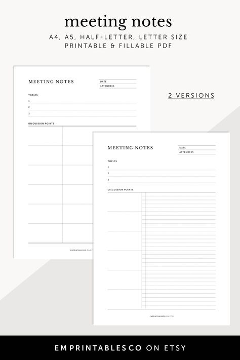 Take organised notes with this printable meeting agenda template. Summarise effectively by highlighting key topics and issues discussed, activities to be undertaken. Organised Notes, Mom Binder, Meeting Notes Printable, Meeting Notes Template, Planners Ideas, Meeting Minutes, Meeting Agenda Template, Meeting Agenda, Small Business Planner