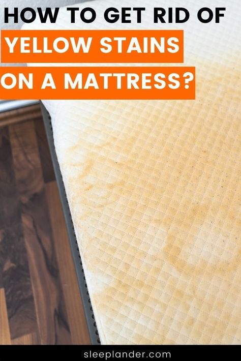 Here's what causes yellow stains on a mattress and how to clean a mattress the right way to get rid of those pesky stains! How To Get Stains Out Of Mattress, How To Clean Mattress Stains, Cleaning A Mattress, Yellow Stains On Mattress, Clean A Mattress, How To Clean Stains Off A Mattress, Clean A Mattress Stain, How To Clean Mattress, Removing Stains From Mattress