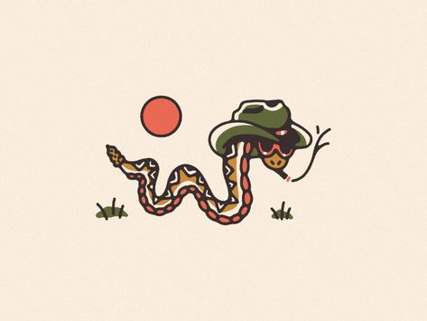 Cowboy Snake by Mark Johnston on Dribbble Snake Images, Snake Illustration, Double D Ranch, Snake Design, Animal Illustration, Wild West, Creative Professional, Cowboy, Sketch Book