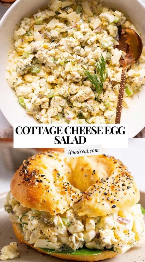 Creamy Cottage Cheese Egg Salad without mayo or yogurt, ready in 30 minutes, and packed with 11 grams of protein. Perfect for sandwiches or dipping! Egg Salad Keto, Cottage Cheese Egg Salad, Egg Salad Without Mayo, Keto Egg Salad, Cottage Cheese Recipes Healthy, Cottage Cheese Salad, Healthy Egg Salad, Cottage Cheese Eggs, Salad Keto