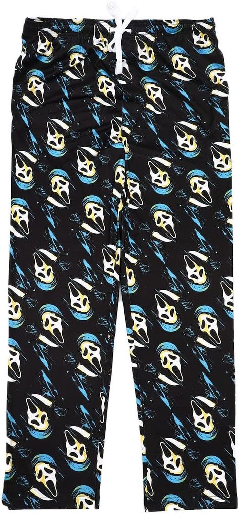 Scream Ghostface Repeat Print Men's Black Sleep Pajama Pants Scary Scream, Scream Series, Scream Ghostface, Capsule Wardrobe Casual, Scream 6, Scream Movie, Repeat Prints, Thriller Movie, Sleeping Through The Night