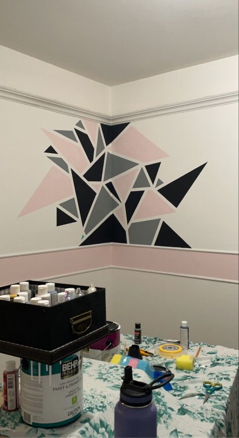 Geometric Wall Paint, Church Interior Design, Kids Room Paint, Low Loft Beds, Geometric Design Art, Church Interior, Craft Room Decor, Gold Wall Art, Wall Paint Designs