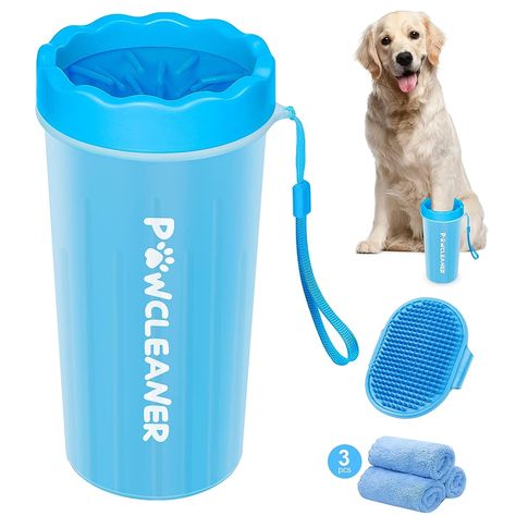 Comotech Dog Paw Cleaner for Large Dogs (with Dog Bath Brush&3 Absorbent Towels) Dog Paw Washer, Dog Foot Cleaner, Dog Grooming Brush with Adjustable Ring Handle for Long Short Haired Dogs and Cats (Large,Blue). Paw Cleaner For Dogs, Dog Paw Cleaner, Short Haired Dogs, Paw Cleaner, Muddy Paws, Pet Cleaning, Breed Dogs, Dog Bath, Dog Safety