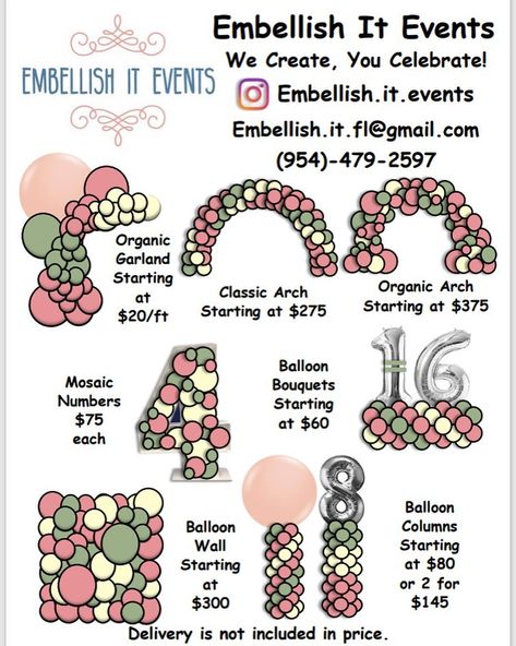 BRE’S Balloon Templates on Instagram: “" Embellish the Vision !!!! " #explore #explorepage #balloons #luxuryballoons #balloontemplates #balloonartist #balloonpricing #balloonarch…” Balloon Pricing Guide, Balloon Arch Prices, Balloon Pricing, Balloon Hacks, 40th Birthday Balloons, Party Balloons Diy, Balloon Template, Balloon Prices, Balloon Print