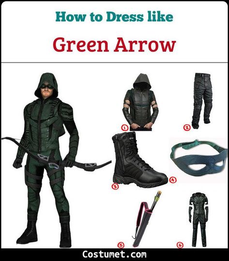 Green Arrow (Oliver Queen) Costume for Cosplay & Halloween 2021 Black Tactical Boots, Green Arrow Costume, Quiver Of Arrows, Arrow Oliver Queen, Green Arrow Cosplay, Arrow Costume, Arrow Cosplay, Arrow Oliver, Superhero Cosplay