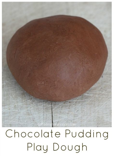 Pudding for puddling: Chocolate Pudding Play Dough! #playdough #pudding #diy Brown Playdough, Campfire Crafts, Chocolate Play Dough Recipe, Chocolate Play Dough, Choc Pudding, Vanilla Hair, Play Dough Activities, Pudding Vanilla, Play Dough Recipes