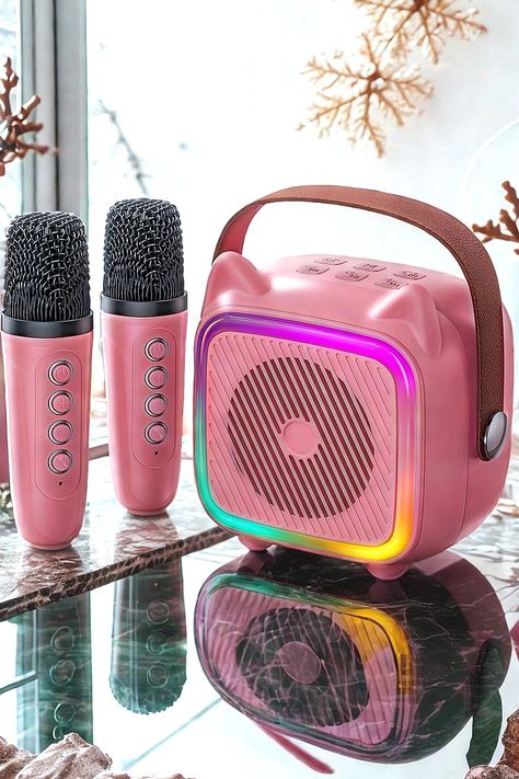 Mini Karaoke Machine for Kids, Portable Bluetooth Speaker with 2 Wireless Microphones, Toys Gifts for Girls Ages 4, 5, 6, 7, 8, 9, 10, 11, 12  Year Old Birthday Gift Parties Christmas (Pink 2 Mics) Mini Karaoke, Karaoke Machine, Christmas Pink, Bluetooth Speakers Portable, Sports Cars Luxury, Microphones, Mini Speaker, Pink Christmas, Karaoke