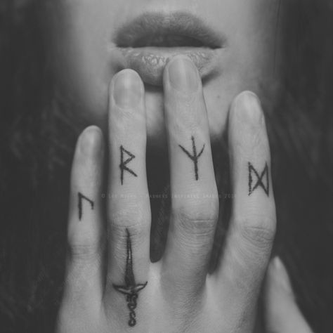 Vitki by MeetMeAtTheLake2Nite.deviantart.com on @DeviantArt Rune Ear Tattoo, Hand Tattoos Runes, Mannaz Rune Tattoo, Rune Hand Tattoo, Rune Tattoos, Runes Tattoo, Viking Rune Tattoo, Alchemical Symbols, Finger Tattoo For Women