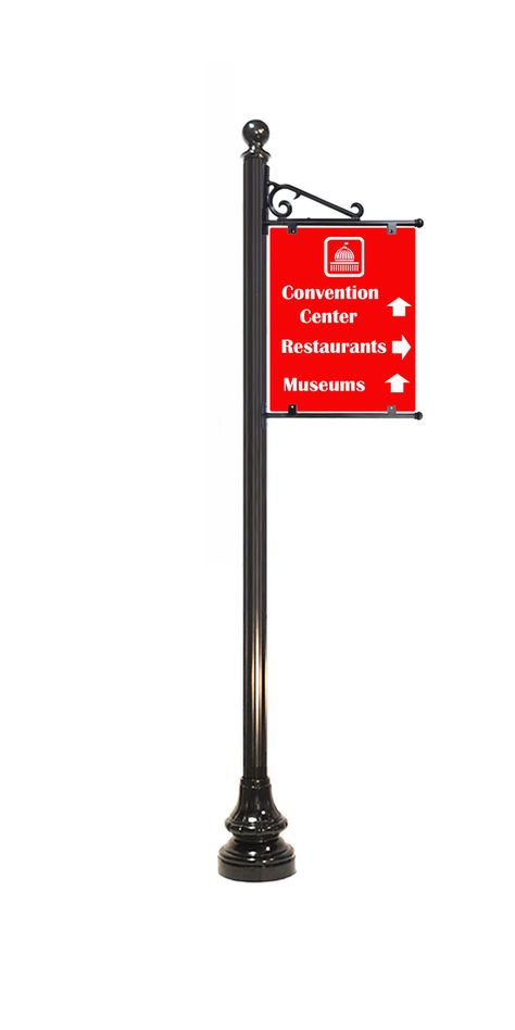 Directional Sign with Scroll Brackets - Wayfinding Sign D Directional Signs Design, Street Signage, Street Scape, Way Finding, Entrance Signage, Carnival Birthday Party Theme, Sign Bracket, Custom Cast, Custom Street Signs