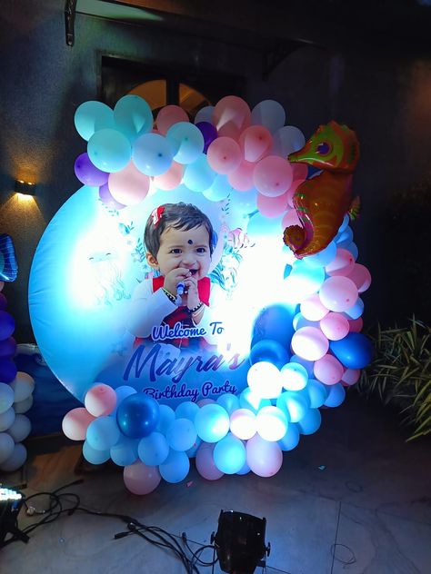 Mundan Ceremony Decoration At Home, Mundan Ceremony Decoration, Birthday Stage Decoration Ideas, Baby Boy Birthday Decoration, First Birthday Decorations Boy, Naming Ceremony Decoration, Simple Stage Decorations, Birthday Decorations At Home, Birthday Flowers Bouquet