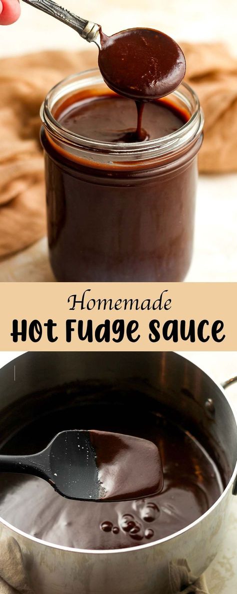 Easy Hot Fudge Sauce combines butter, chocolate, sugar, evaporated milk, and vanilla for the tastiest ice cream topping. This 5-ingredient sauce stores well in your refrigerator for several weeks and heats up well in the microwave. Add it to all of your favorite ice cream recipes! Ice Cream Fudge Sauce, Homemade Chocolate Fudge Sauce, Hot Fudge Sauce For Ice Cream, Fudge Ice Cream Topping, Easy Hot Fudge Sauce, Easy Hot Fudge, Hot Fudge Recipe, Hot Fudge Sauce Recipe, Evaporated Milk Recipes