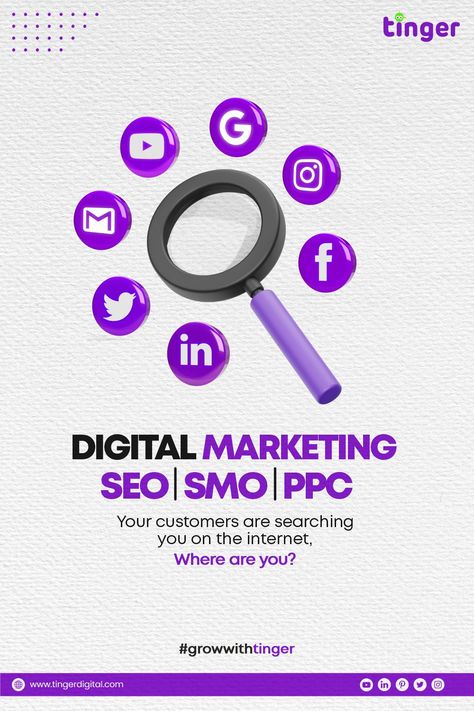 Digital Marketing Brochure Design, Social Media Post For Digital Marketing, Digital Marketing Flyer Design, Social Media Digital Marketing Posts, Digital Marketing Agency Post Ideas, Creative Digital Marketing Posts, Tinger Digital, Digital Marketing Ads, Social Media Marketing Post