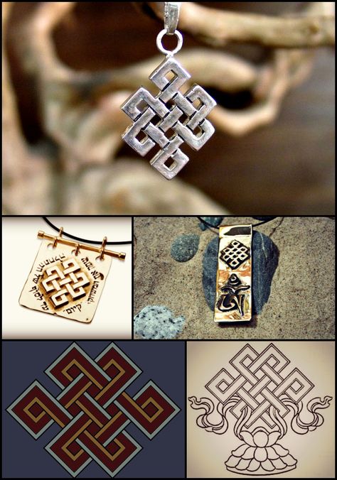 The Tibetan knot (Srivatsa or the endless knot) is one of the eight symbols of the Tibetan Buddhism. The Tibetan knot can stand for karmic consequences: pull here, something happens over there. It is an apt symbol for the Vajrayana methods: Often when we tug at one part of a knot while trying to loosen it, another part gets tighter. You have to work with the knot to get it to come undone. In its endless configuration, it evokes the cyclic nature of rebirth and also calls karmic connections to mi Srivatsa Symbol, Tibetan God, Hinduism Symbols, Tibetan Knot, Meditation Symbols, Tibetan Symbols, Endless Knot, Tibetan Jewelry, Tibetan Art