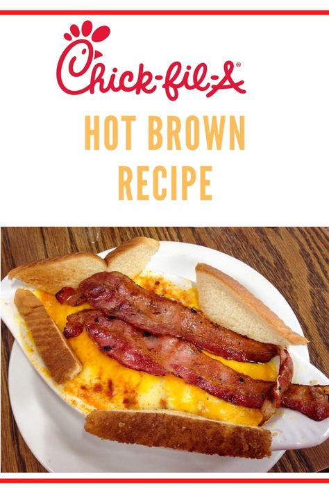 This chick-fil-a copycat recipe of the famous hot brown is such a nice meal. Now you can have a secret chick-fil-a menu item at home. Chick-Fil-A Hotbrowns are delicious!  dottingthemap.com  #chickfila #hotbrown #dwarfhouse Hot Brown Recipe, Chick Fil A Recipe, Campfire Desserts, Freezable Meals, Brown Recipe, Hot Brown, Top Secret Recipes, Dinner Plans, Hot Sandwich