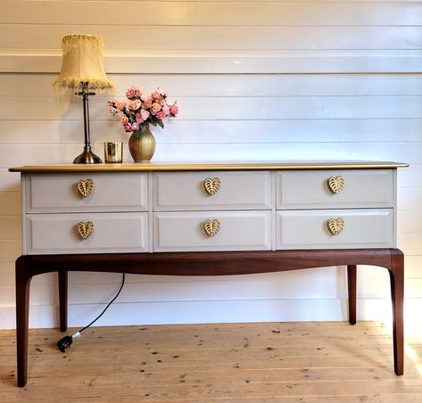 Vintage Stag Minstrel Console / Dressing Table /Sideboard/ Media Unit — Reborn Refurbishments Stag Minstrel Dressing Table, Console Dressing Table, Stag Minstrel, Large Console Table, Upcycling Ideas, 3 Drawer Chest, Media Unit, Fusion Mineral Paint, Tea Tray