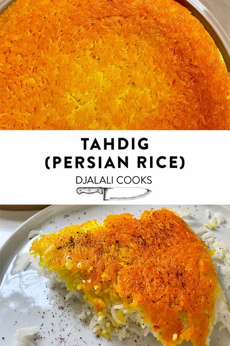 Persian Rice Recipes, Crispy Persian Rice Tahdig, Crispy Persian Rice, Iranian Rice Recipe, Persian Rice Tahdig, Persian Saffron Rice, Crispy Rice Recipes, How To Make Crispy Rice, Saffron Rice Recipes