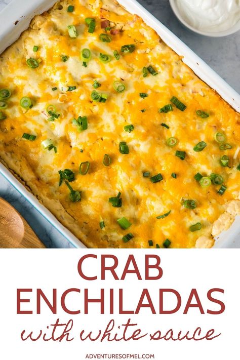 Enchiladas Seafood, Crab Enchiladas Recipe, Crab Enchiladas, Seafood Enchiladas Recipe, White Sauce Enchiladas, Seafood Enchiladas, Enchiladas Recipes, Easy Enchilada Recipe, Creamy White Sauce