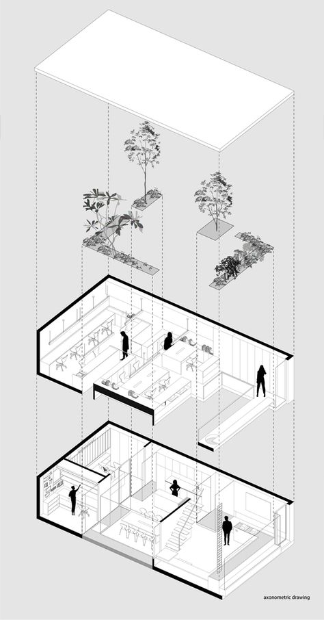 Gallery of Muxin Office / Muxin Studio - 27 Architecture Design Presentation, Axonometric Drawing, Architecture Presentation Board, Architecture Panel, Interior Design Presentation, Architecture Concept Diagram, Architecture Design Sketch, Architecture Collage, Architecture Graphics