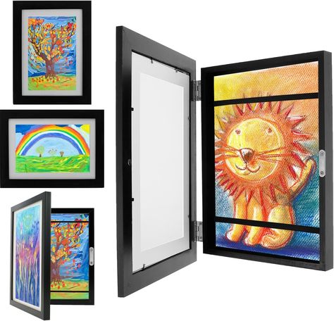 Kids Artwork Display Frame for 150 Pictures A4 Front Opening Kids Art Frames, Wooden Picture Frame Changeable Children Art Frame Artwork Display Storage Frame for Children Drawing Crafting (Black) : Amazon.co.uk: Home & Kitchen Kids Artwork Display Frame, Tv Snug, Kids Art Frame, Kids Artwork Display, Kids Art Display, Displaying Kids Artwork, Children Drawing, Kids Art Galleries, Art Display Kids