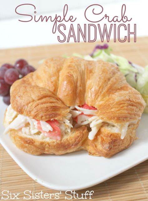 Supper Sandwiches, Crab Sandwich Recipe, Crab Sandwich, Colorful Salad, Croissant Sandwich, Sandwich Ideas, Six Sisters Stuff, Crab Recipes, Salad Sandwich