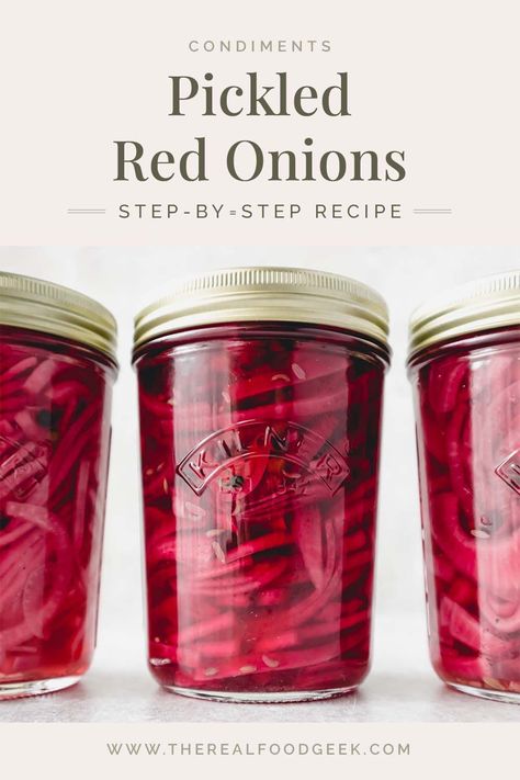 Want a quick and easy way to add some zing to your meals? Then you'll love learning how to make pickled red onions. This tangy, colorful, and perfectly sweet condiment adds so much deliciousness to sandwiches, tacos, salads, and more. But don't worry - making pickled red onions at home is a breeze. So grab a pickling jar, and let's get started! Follow along for more healthy recipes! Tacos Pulled Pork, Make Pickled Red Onions, Pickled Recipes, Red Onion Recipes, Quick Pickled Red Onions, Cinco De Mayo Celebration, Quick Pickled Onions, Produce Recipes, Meal Prep Snacks