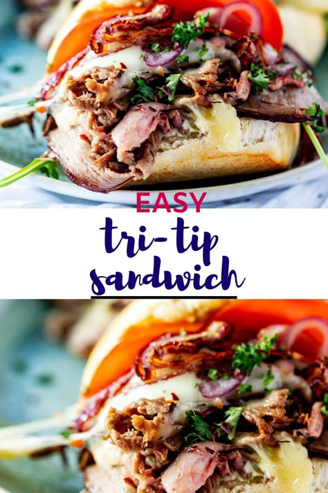 Tri Tip Dinner Ideas, Bbq Tri Tip Sandwiches, What To Make With Tri Tip, Smoked Tri Tip Sandwich, Crockpot Tri Tip Sandwiches, Tritip Sandwich Recipes, Tritip Recipes Leftover, Tri Tip Sliders Mini Sandwiches, Tritip Dinner Ideas