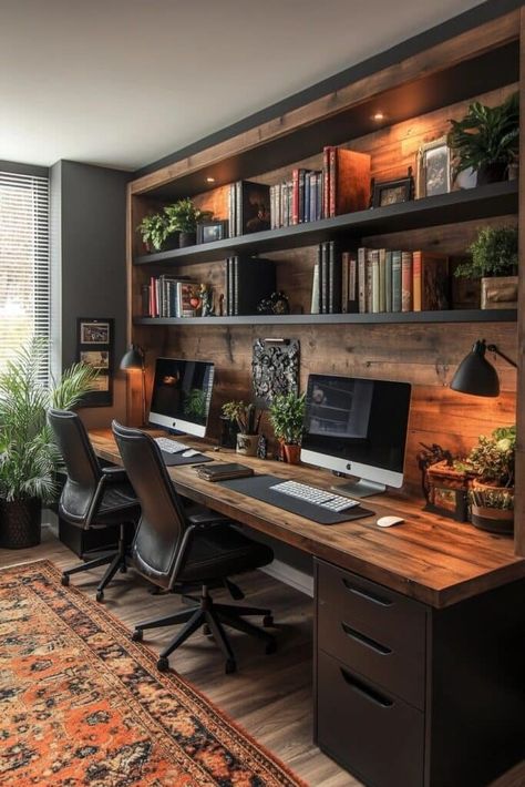 Shared Desk Home Office, 2 Person Desk Home Office, 2 Desk Office, Two Desk Office Layout, Double Office Ideas Layout, 2 Desk Office Layout, Double Desk Office, Double Desk Home Office, Two Desks