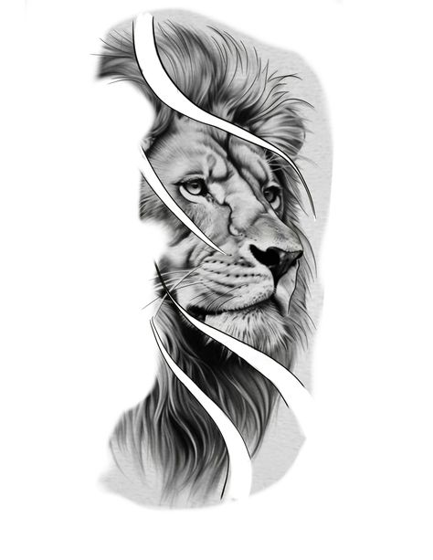 Half Lion Face Tattoo, Lion Tattoo Sketch, Half Face Tattoo, Lion Face Tattoo, Lion And Rose Tattoo, Lion Forearm Tattoos, Lion Art Tattoo, Leo Tattoo, Tattoo Lion