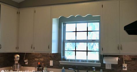 Kitchen Trim, Over Kitchen Sink, Above Kitchen Sink, Window Swags, Ugly Kitchen, Wood Valance, Diy Awning, Cabinet Trim, Above Sink