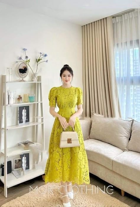 Baju Dress Korea, Model Dress Brokat Modern, Dress Brokat Modern, Long Sleeve Vintage Dresses, Gaun Koktail, Ladylike Dress, Gorgeous Bridesmaid Dresses, Dress Korea, Dress Pesta