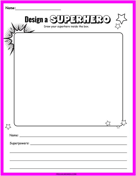 Design Your Own Superhero Printable, Superhero Crafts Preschool Free Printable, Superhero Activity Sheets, Superhero Templates Free Printables, Superhero Worksheets Free Printable, Super Hero Week Activities For Kids, Superhero Art For Kids, Superhero Activities For Kindergarten, Hero Activities For Kids