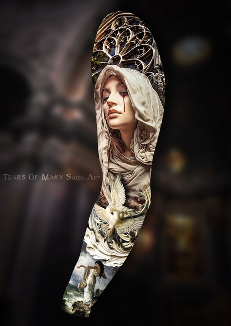 Cathedral Tattoo, Angel Sleeve Tattoo, Half Arm Sleeve Tattoo, Half Sleeve Tattoos Drawings, Full Leg Tattoos, Realistic Tattoo Sleeve, Forearm Sleeve, Men Tattoos Arm Sleeve, Full Arm Tattoos