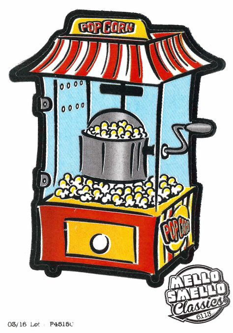 Popcorn Machine Drawing, Popcorn Drawing, Vintage Popcorn Machine, Popcorn Posters, Popcorn Cart, Popcorn Shop, Scratch And Sniff, Screen Printing Art, Candy Collection