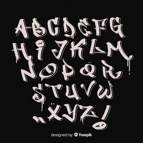 Graffiti alphabet Free Vector | Free Vector #Freepik #freevector #paint Grafitti Typography Graphic Design, Spray Paint Lettering, Graffiti Lettering Alphabet Fonts Hip Hop, Typography Alphabet Handwritten, Words On Jeans, Cool Writing Fonts, Street Art Font, Paint Typography, Spray Paint Font