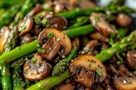 Sautéed Asparagus and Mushrooms - recipestasteful Mushroom Asparagus Recipes, Sautéed Asparagus, Mushroom And Asparagus Recipes, Mushrooms And Asparagus Recipes, Asparagus Mushrooms Recipes, Asparagus And Mushroom Recipes, Asparagus Recipes Sauteed, Asparagus Salad Recipes, Fancy Asparagus Recipes