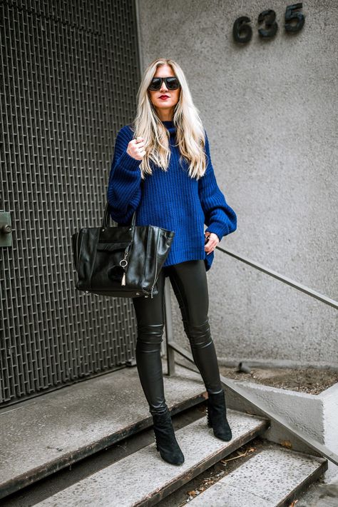 ROYAL BLUE - Lifestyle Blog by Leanne Barlow Blue Top Outfit Winter, Royal Blue Winter Outfit, Royal Blue Sweater Outfit Winter, Black And Royal Blue Outfit, Blue Sweater Outfit Women, Electric Blue Sweater Outfit, Royal Blue And Black Outfit, Royal Blue Outfits Casual, Cobalt Blue Sweater Outfit