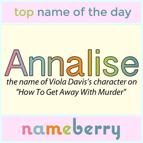 Annalise has SOARED in popularity since the popular Shonda Rhimes show debuted. Baby Name Meaning, Rare Names, Fantasy Character Names, Pregnancy Week, Popular Baby Names, Shonda Rhimes, Cool Baby Names, Gender Neutral Names, Vintage Names