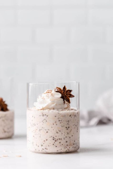 Chai Overnight Oats In A Jar, Chai Breakfast Pudding, Chai Latte Aesthetic, Chai Breakfast, Latte Overnight Oats, Chai Overnight Oats, Chai Recipes, Ctc Tea, Chia Puddings