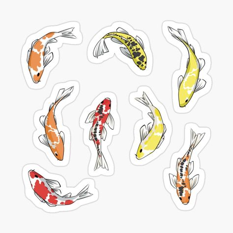 Get my art printed on awesome products. Support me at Redbubble #RBandME: https://www.redbubble.com/i/sticker/Colorful-koi-Stickers-by-SeanBeDrawin/164585741.EJUG5?asc=u Koi Fish, Koi, Nautical, My Art, Awesome Products, Doodles, Fish, Art Prints, For Sale