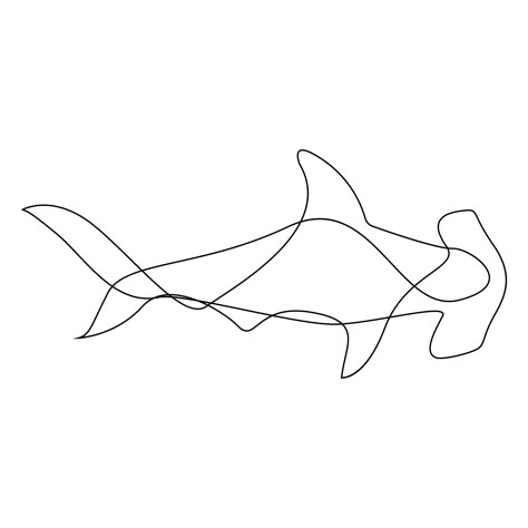 single line drawing of hammerhead shark, great as a tattoo sketch Fine Line Hammerhead Tattoo, Hammerhead Shark Line Art, Hammerhead Shark Outline Tattoo, Simple Hammerhead Shark Tattoo, Single Line Shark Tattoo, Shark Line Drawing, Shark Line Art, Hammerhead Tattoo, Hai Tattoo