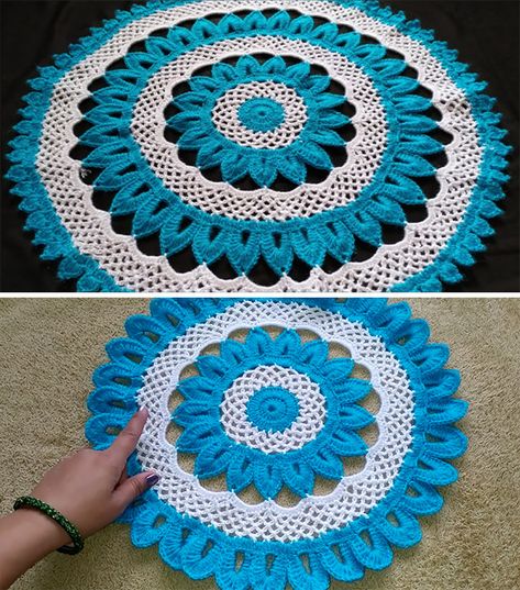 Crochet Thalposh You Can Make Easily | CrochetBeja Thalpose Design, Thalposh Design, Crochet Thalposh, Blocking Mats, Fancy Hands, Crochet Blanket Designs, Beautiful Cross Stitch, Crochet Decoration, Crochet Flower Tutorial