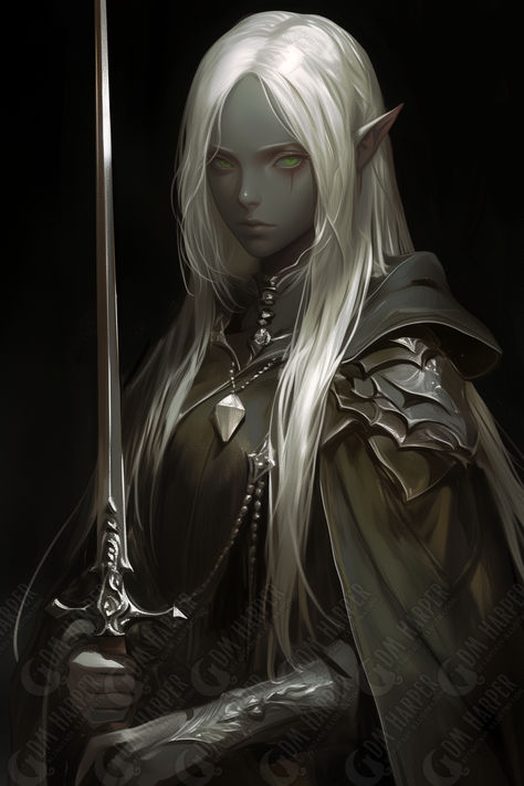 Necross Corobel, Gender Fluid, Drow Warlock Half Drow Female, Drow Warlock, Drow Fighter, Rune Knight, Half Drow, Fantasy People, Scene Ideas, Dnd Items, Elf Druid