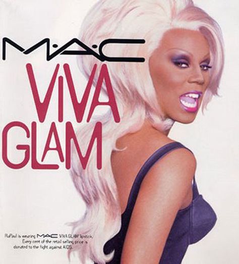 RUPAUL M·A·C COSMETICS VIVA GLAM I COLLECTION 1995 ADVERTISEMENT - the first and original Viva Glam Spokesmodel Men's Makeup, Mac Face Charts, Mac Viva Glam, Viva Glam, Drag Makeup, Rupaul Drag, Boy George, Debbie Harry, Dita Von Teese