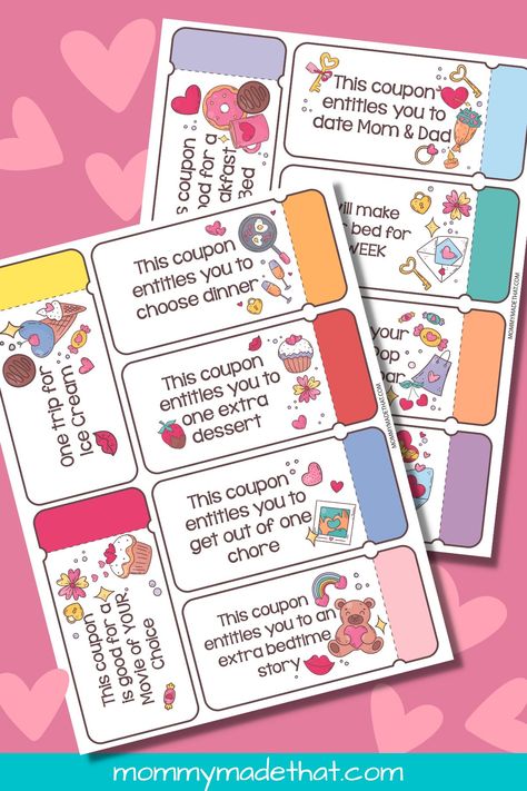 Blank Valentines Day Coupons, Valentines Coupons For Kids, Valentines Day Coupons, Free Coupon Template, Coupons For Kids, Valentines Day Printables, Free Valentine Cards, Free Printable Valentines, Family Valentines Day